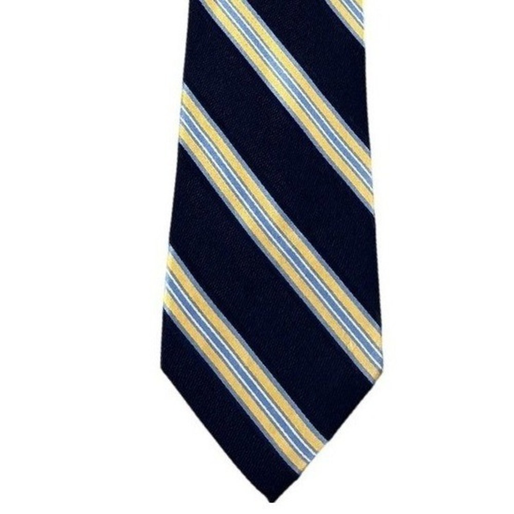 IZOD Mens Navy Blue Yellow White Diagonal Striped Classic Necktie